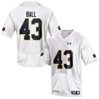 Notre Dame Fighting Irish Men's Brian Ball #43 White Under Armour Authentic Stitched College NCAA Football Jersey MSL1499IP